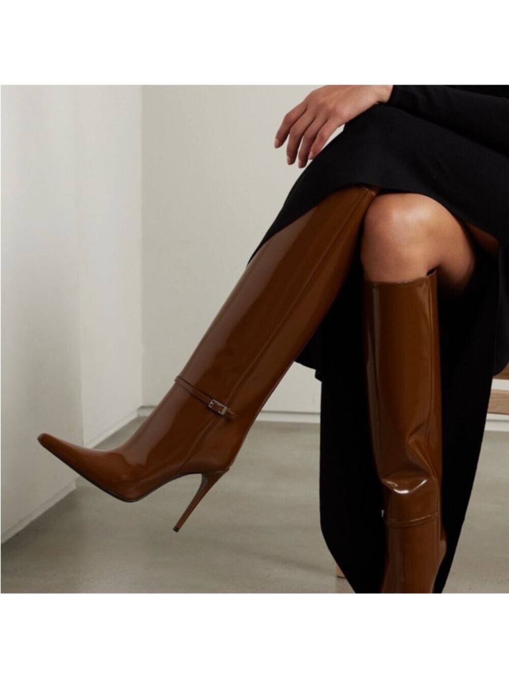 Saint Laurent Vendome 110 Knee High Boots Stiletto Heel Brown - US 11 (EU 41)